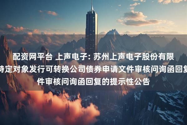 配资网平台 上声电子: 苏州上声电子股份有限公司关于向不特定对象发行可转换公司债券申请文件审核问询函回复的提示性公告